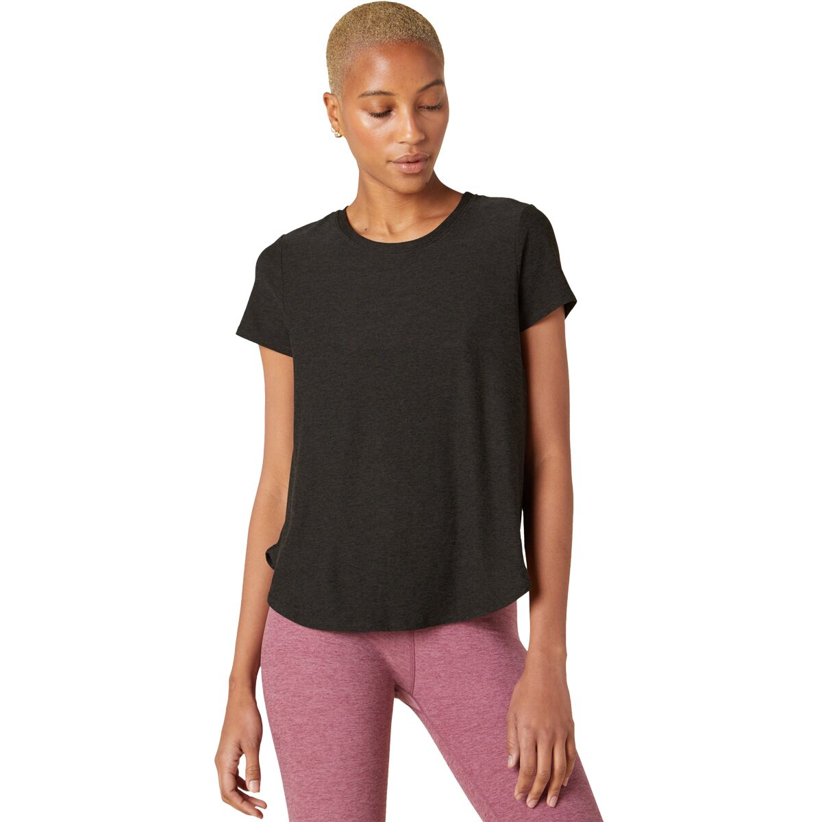 Image of Beyond Yoga On The Down Low T-Shirt - Women's Darkest Night, S