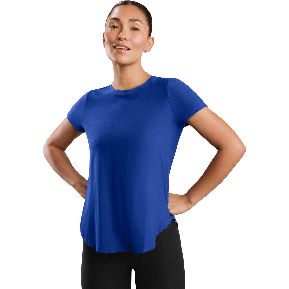 Image of Beyond Yoga On The Down Low T-Shirt - Women's Ultra Blue Heather, S