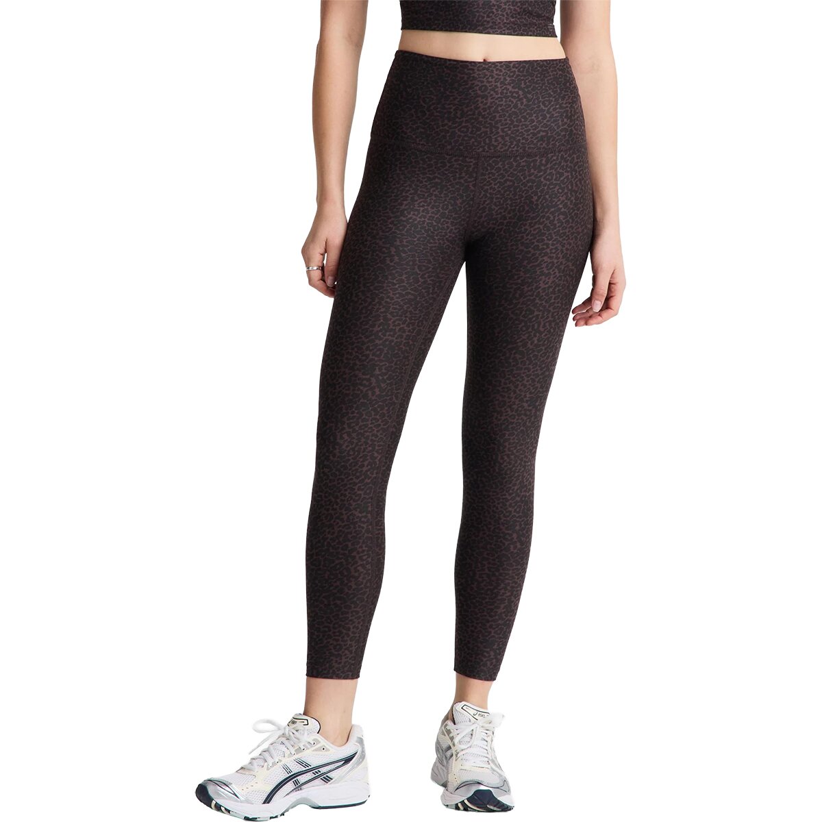 Image of Beyond Yoga Spacedye Print Caught In The Midi High Legging - Women's Cocoa Plum Leopard, XS