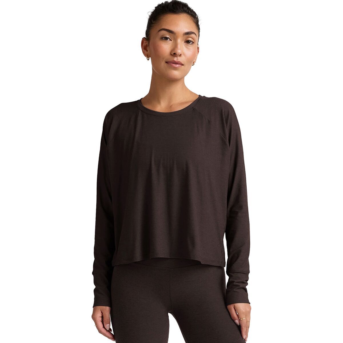 Image of Beyond Yoga Featherweight Daydreamer Pullover - Women's Dark Chocolate Heather, XS