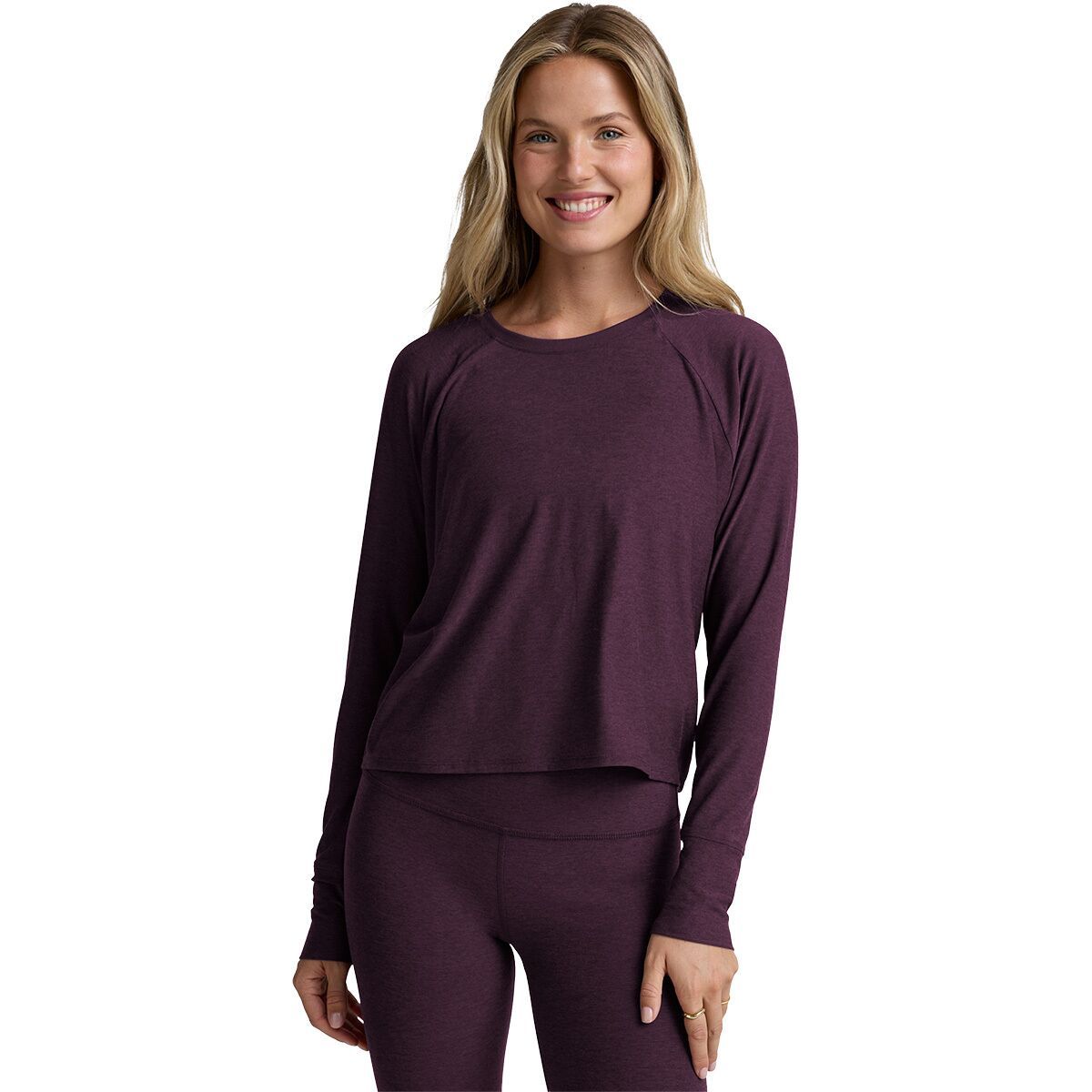 Image of Beyond Yoga Featherweight Daydreamer Pullover - Women's Eggplant Purple Heather, L