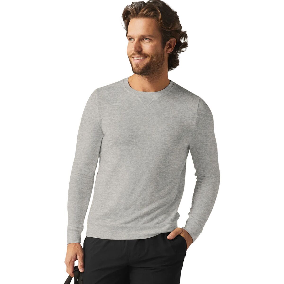 Image of Beyond Yoga Always Beyond Pullover Crew Sweatshirt - Men's Light Heather Gray, M