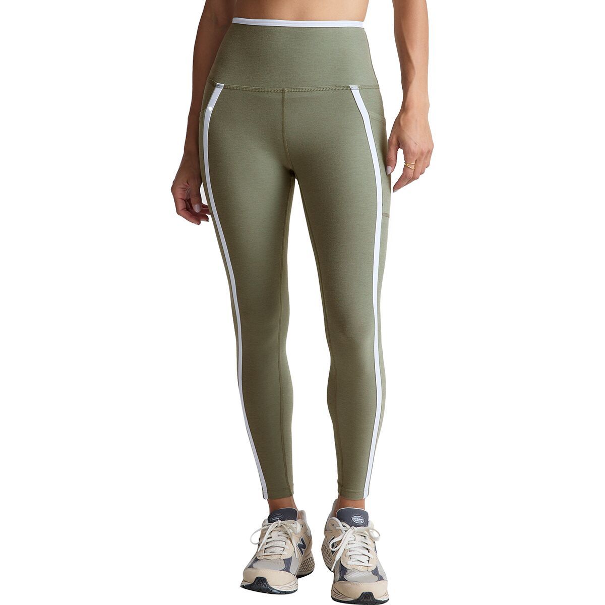 Image of Beyond Yoga Spacedye New Moves High Waisted Midi Legging - Women's Grey Sage/Cloud White, S