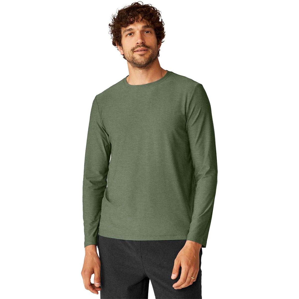 Beyond Yoga Beyond Yoga Always Beyond Long-Sleeve Crew T-Shirt 2.0 - Men's Moss Green Heather, S