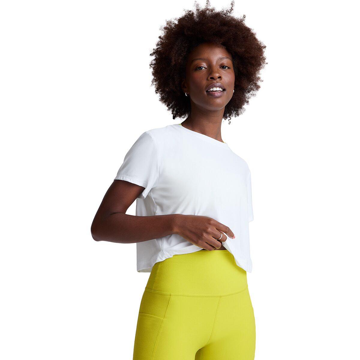 Image of Beyond Yoga Featherweight Supreme Cropped T-Shirt - Women's Cloud White, S
