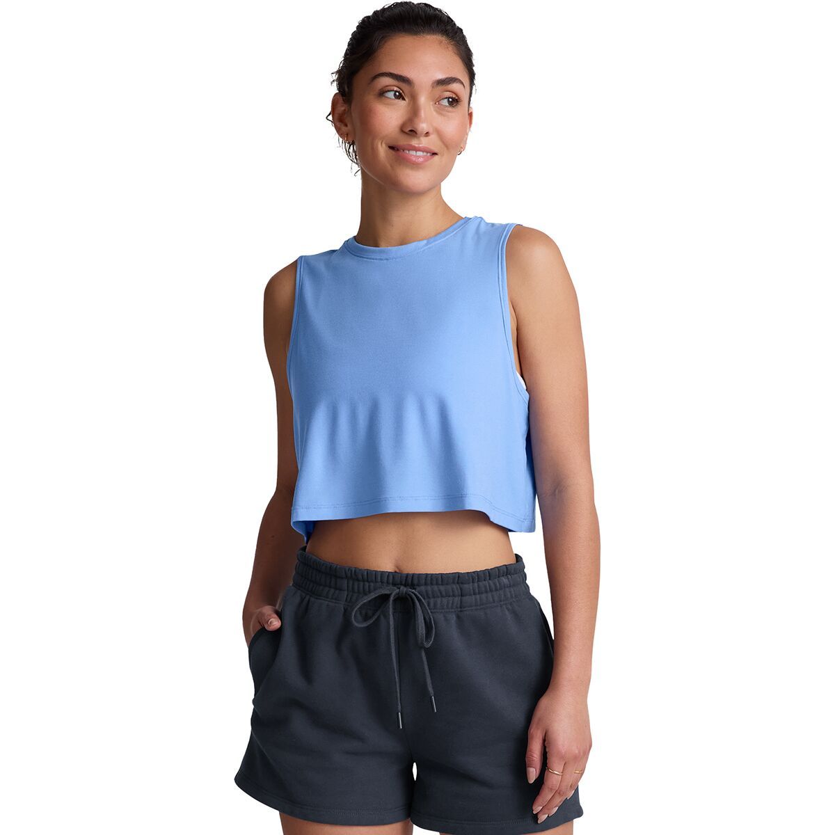 Image of Beyond Yoga Featherweight Minimal Cropped Tank - Women's Flower Blue Heather, S