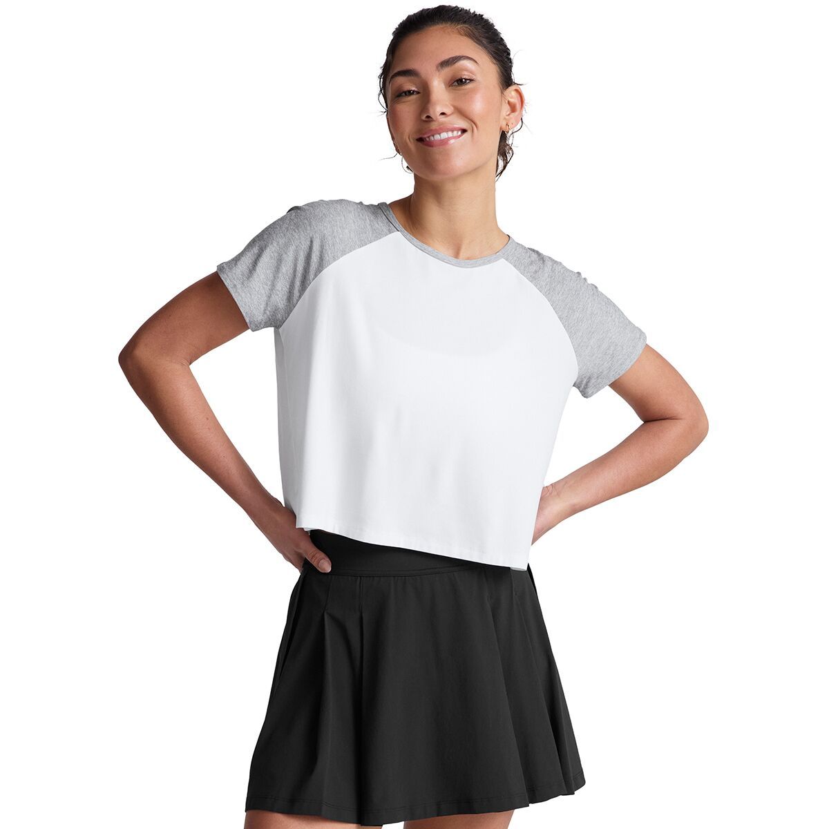 Image of Beyond Yoga Featherweight Colorblock T-Shirt - Women's Cloud White/Silver Mist, S