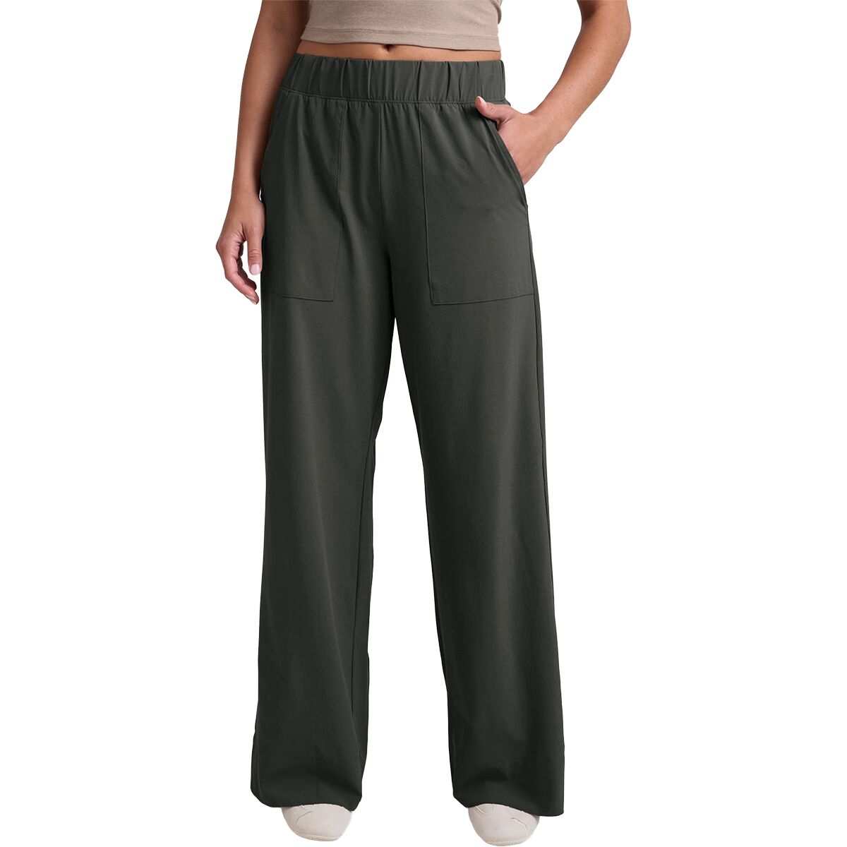 Image of Beyond Yoga Stretch Woven Wide Leg Pant - Women's Slate Green, L