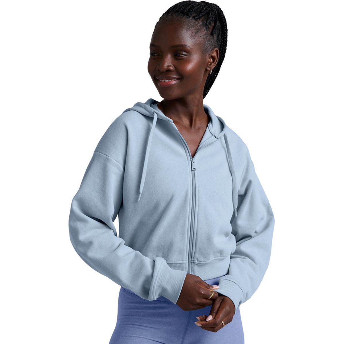 Image of Beyond Yoga Luxefleece Fresh Zip Up Hoodie - Women's Blue Zen, L