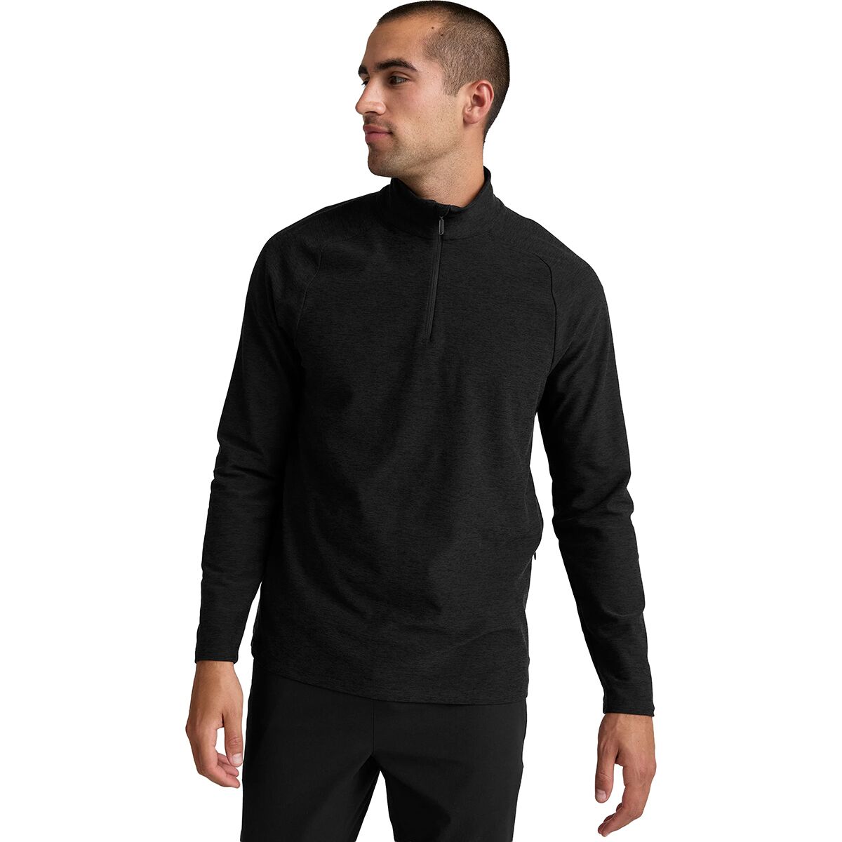 Image of Beyond Yoga Spacedye Terrain Quarter Zip Pullover - Men's Darkest Night, S