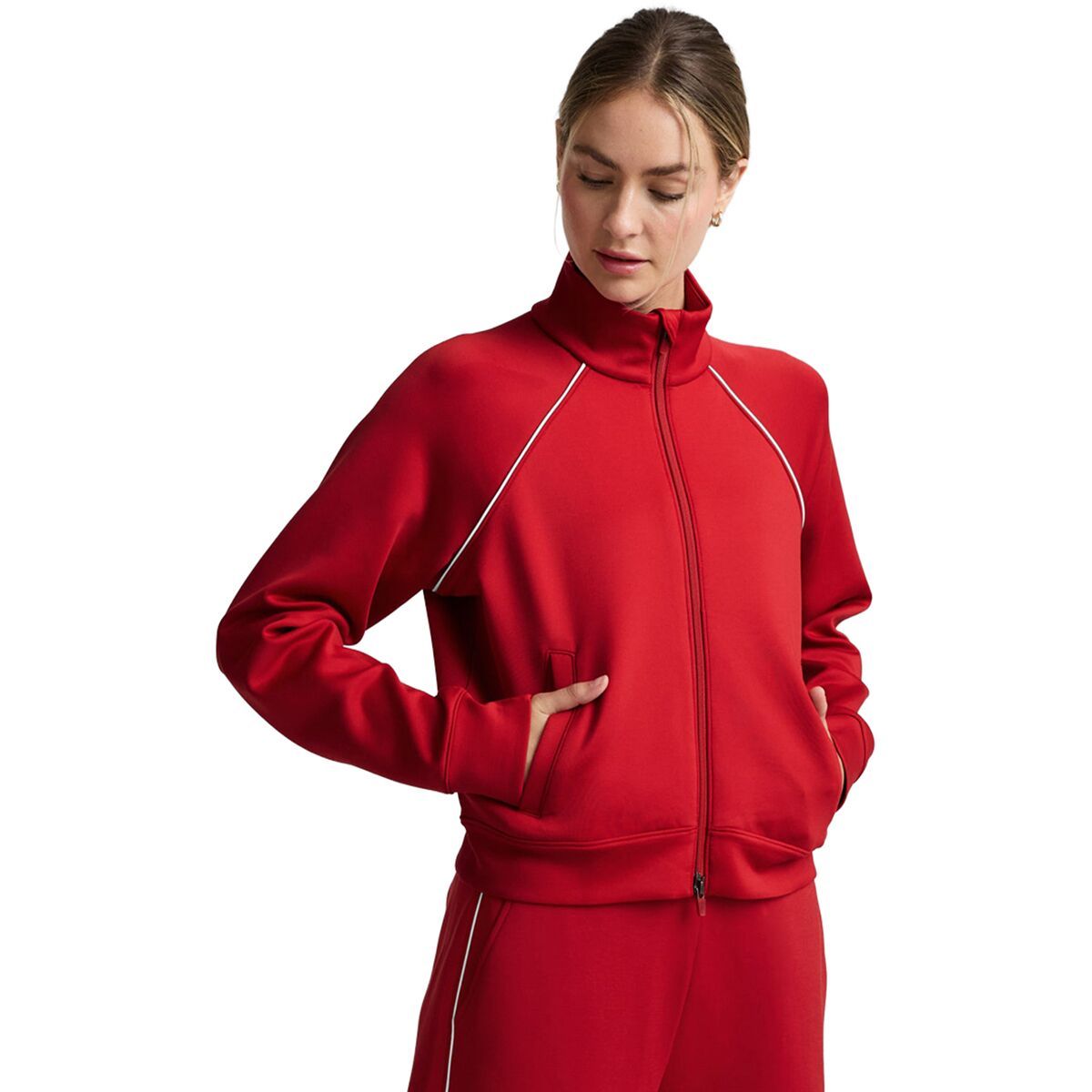 Image of Beyond Yoga Spacer Piping Bomber Jacket - Women's Holly Red, M