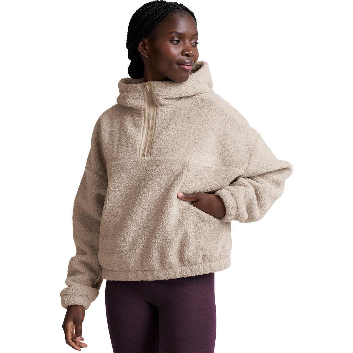 Image of Beyond Yoga Unity 1/4-Zip Hoodie - Women's Nude Tint Heather, XL