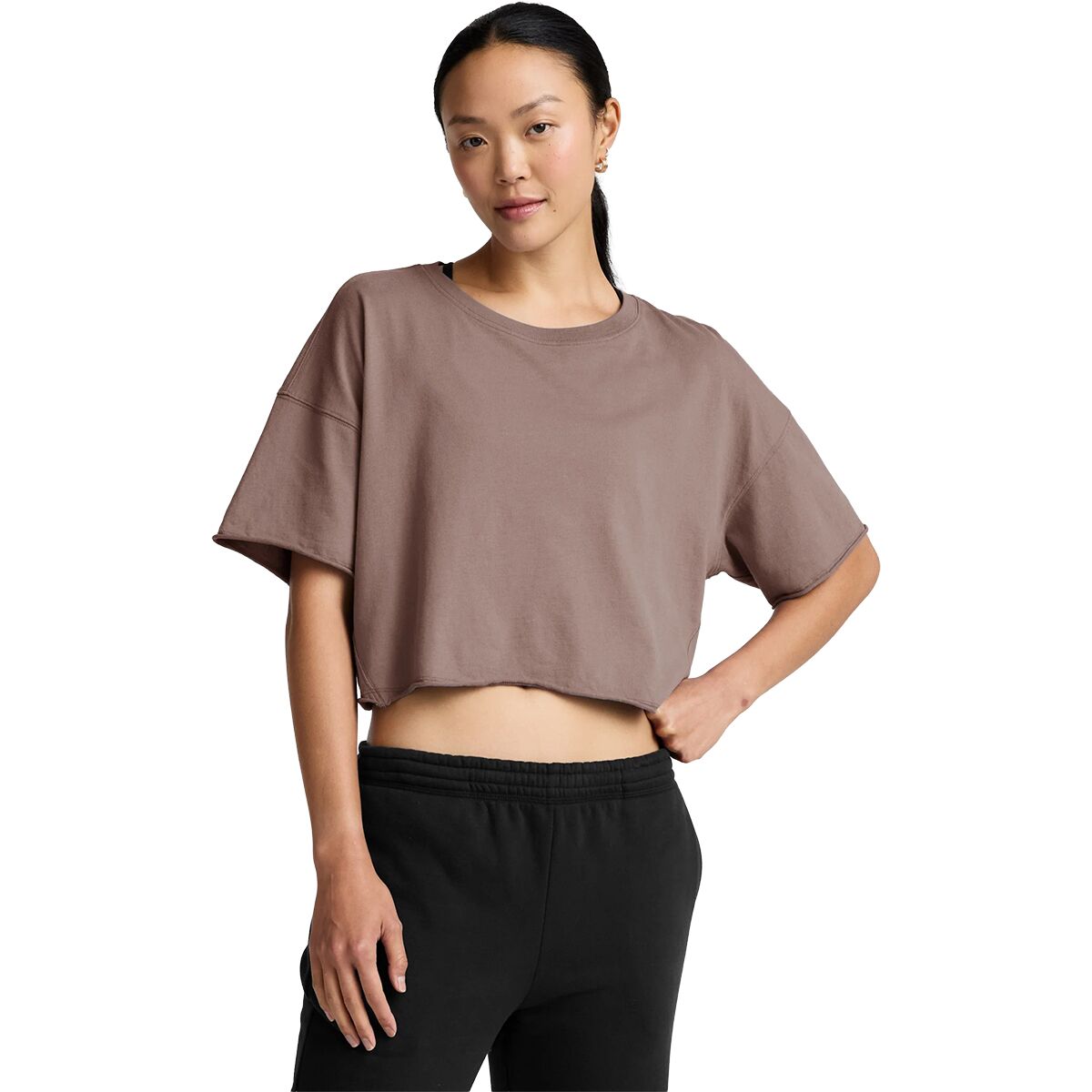 Image of Beyond Yoga Better Than Ever Cropped T-Shirt - Women's Rosey Taupe, XS