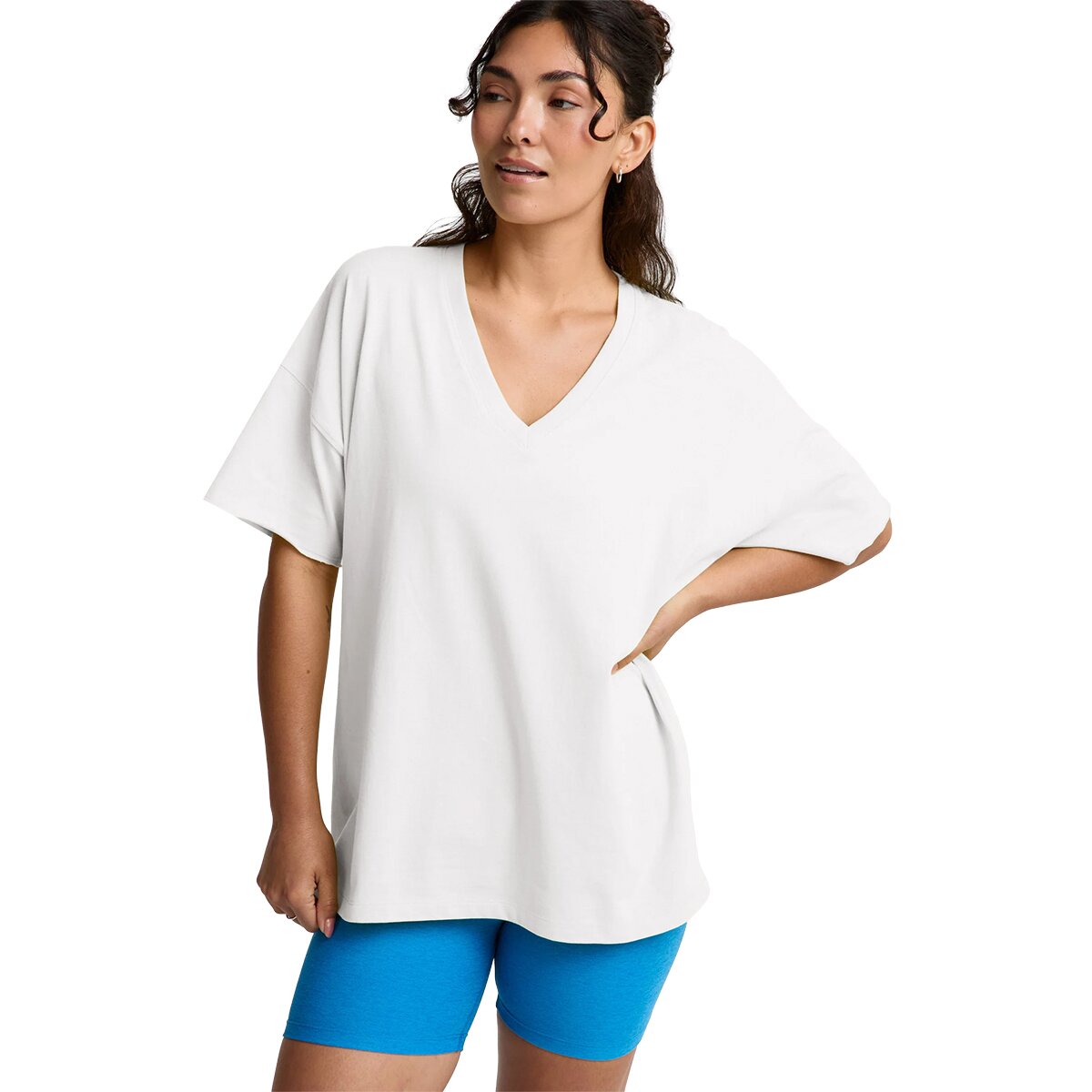 Image of Beyond Yoga Better Than Ever Oversized V-Neck T-Shirt - Women's Crisp White, M