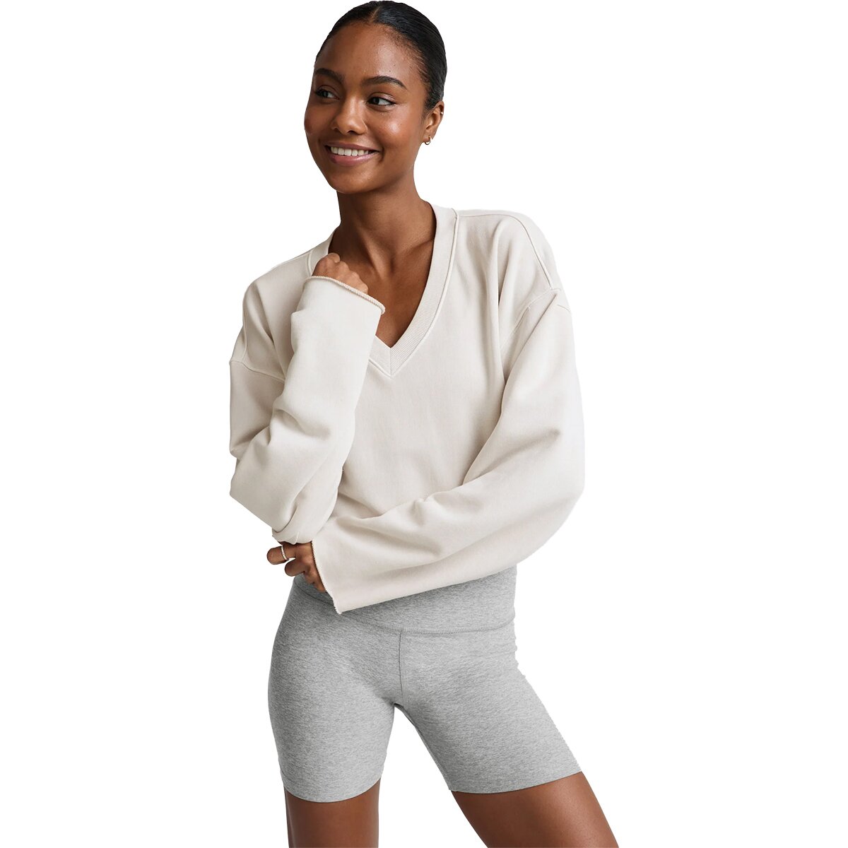 Image of Beyond Yoga Fade Out Cropped Long-Sleeve Top - Women's Washed Vintage White, L