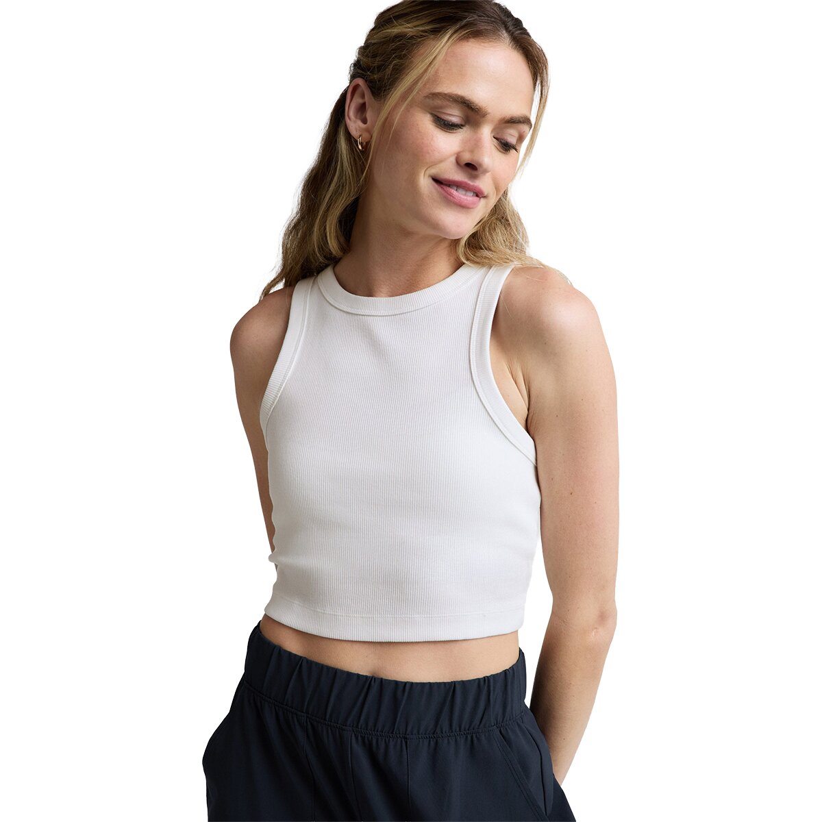 Image of Beyond Yoga Garment Dye Rib Cropped Tank Top - Women's Washed White, L