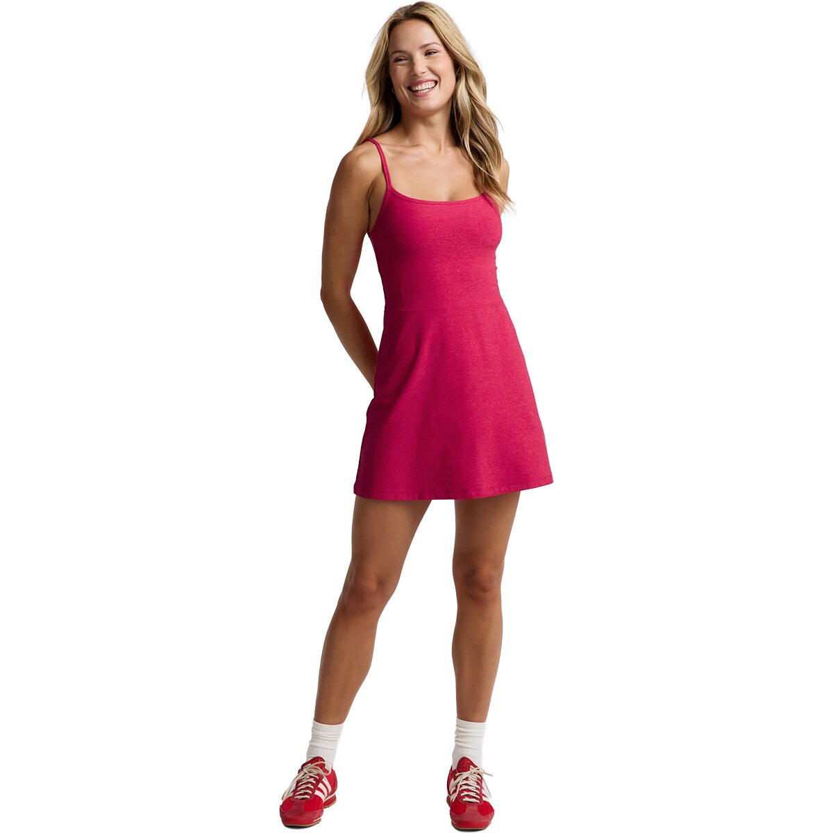 Image of Beyond Yoga Midweight Verve Dress - Women's Berry Red Heather, XS