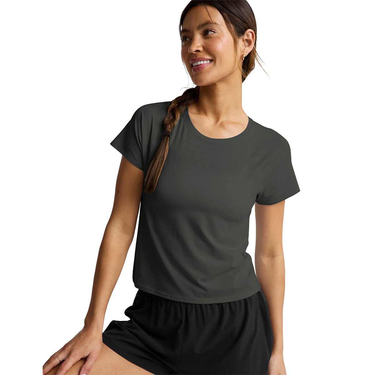 Image of Beyond Yoga Performance Knit Raglan T-Shirt - Women's Slate Green, L