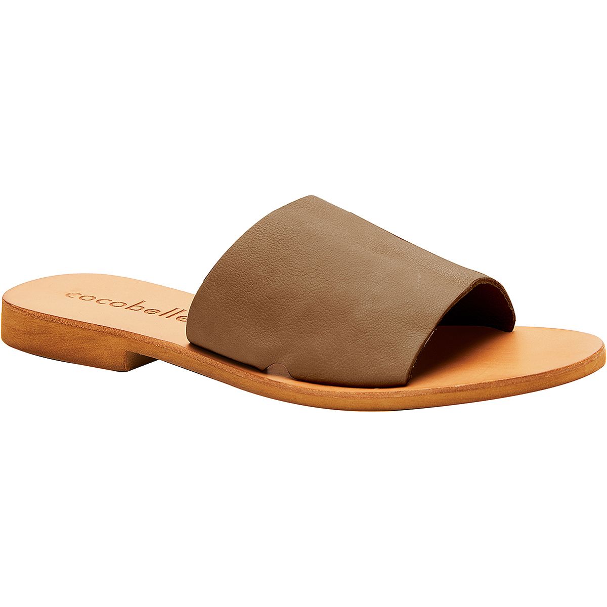Cocobelle Women`s Sandals Bhea Italian Leather Slide Sandal Gray Straps NWT