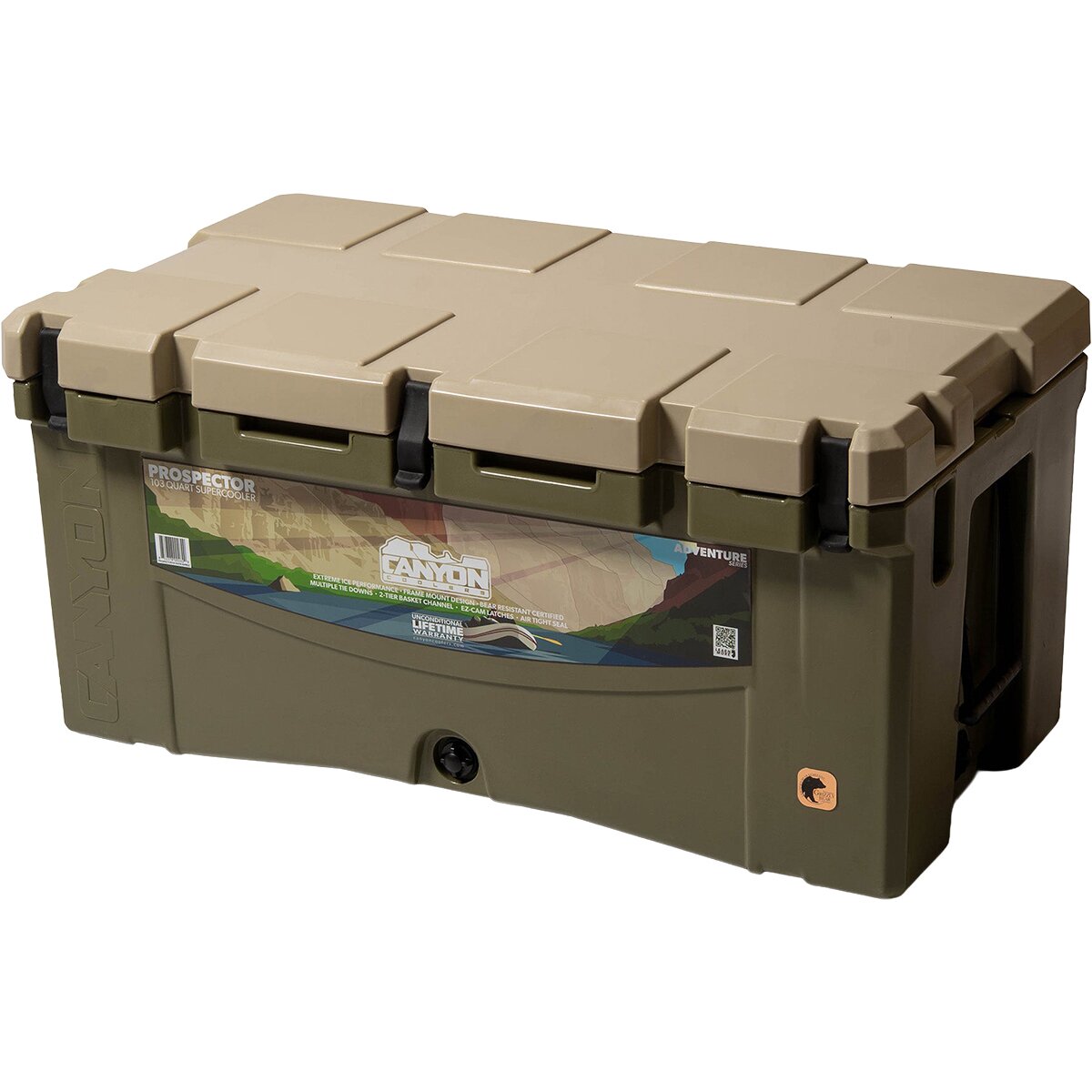 Image of Canyon Coolers Prospector 103qt Cooler Juniper Green / Tan Lid, One Size