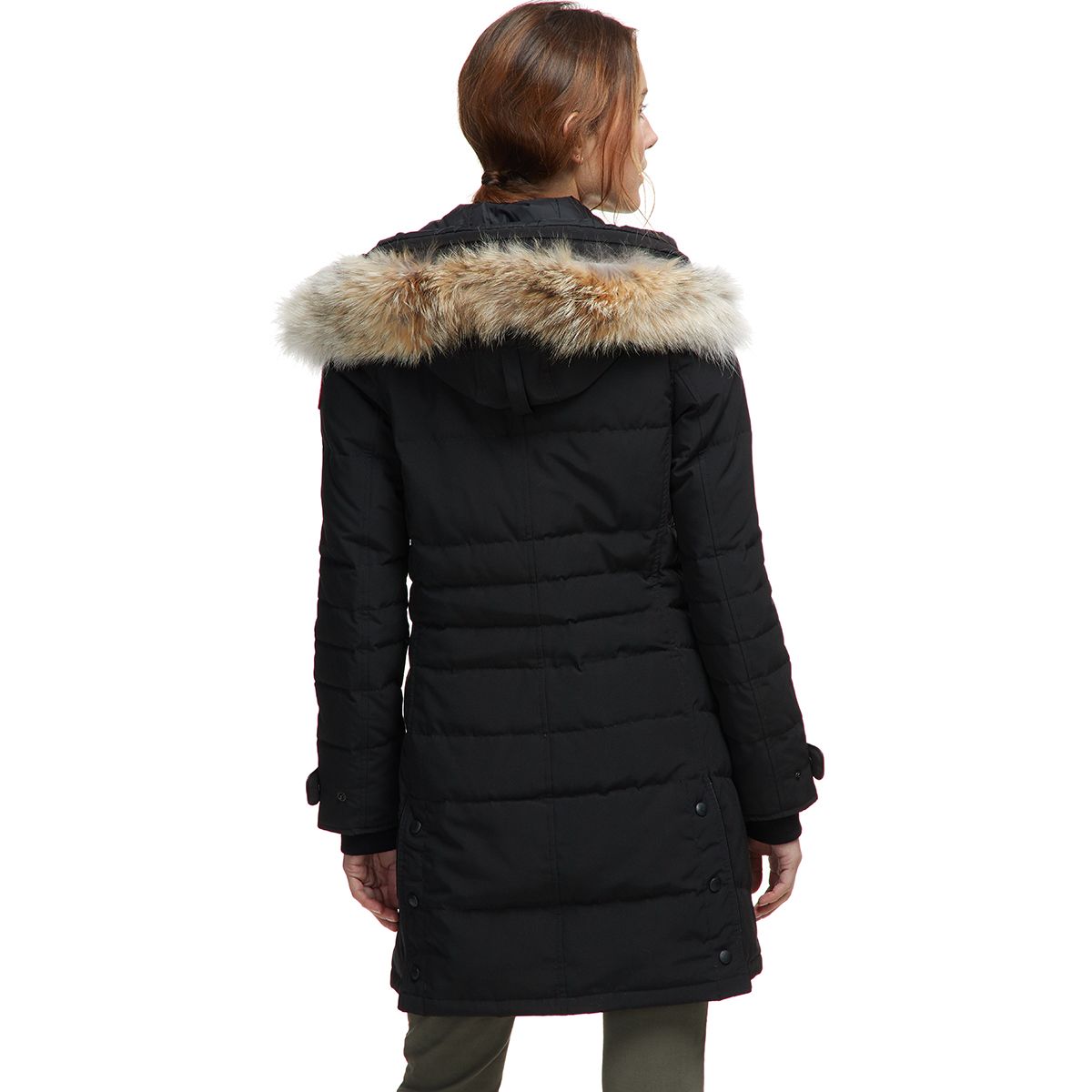 lorette hooded down parka with genuine coyote fur trim