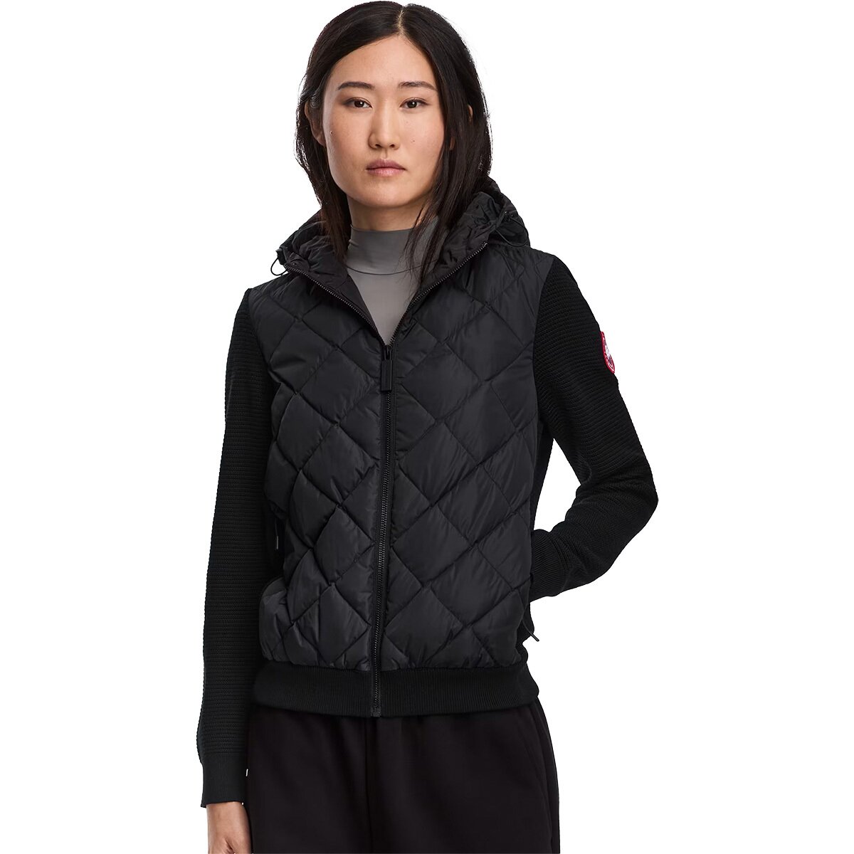Image of Canada Goose Hybridge Quilted Knit Hoodie - Women's Black, XS