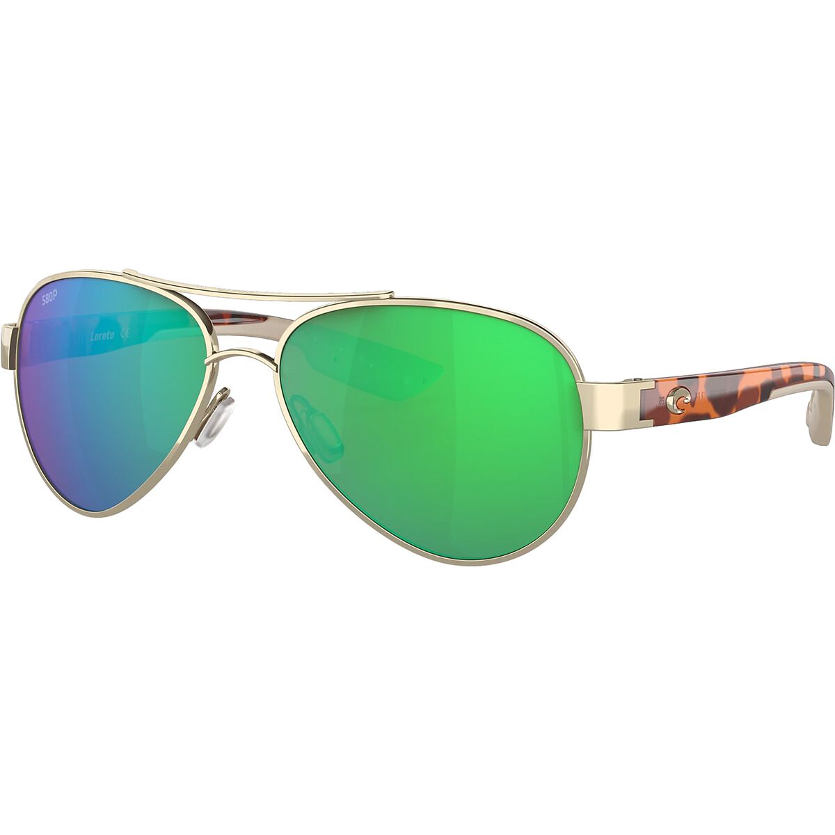Image of Costa Loreto 580G Polarized Sunglasses Rose Gold Temple Green Mir 580g, One Size