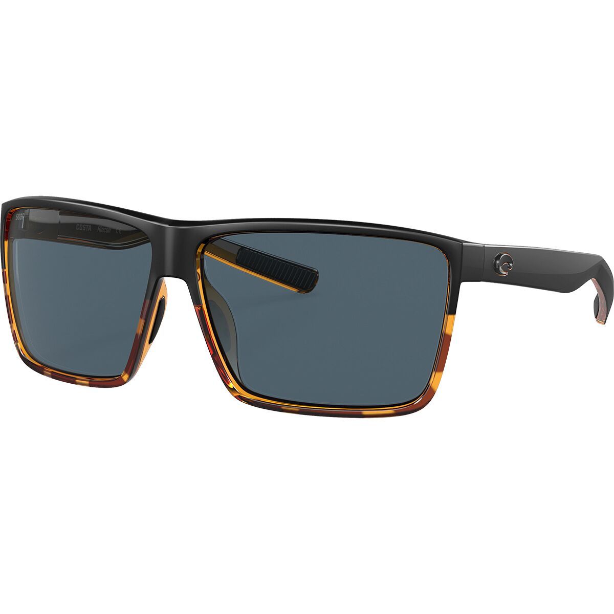 Costa Rincon 580P Polarized Sunglasses Matte Black/Shiny Tortoise Frame/Gray, One Size