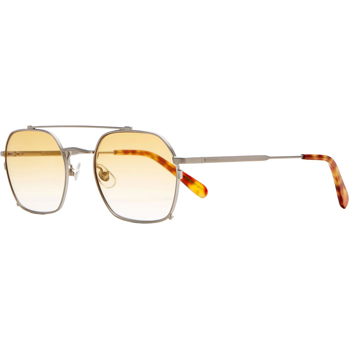 Crap Eyewear Crap Eyewear The Jazz Safari Sunglasses Brushed Silver & Havana Tortoise Bio, Medium-Wide
