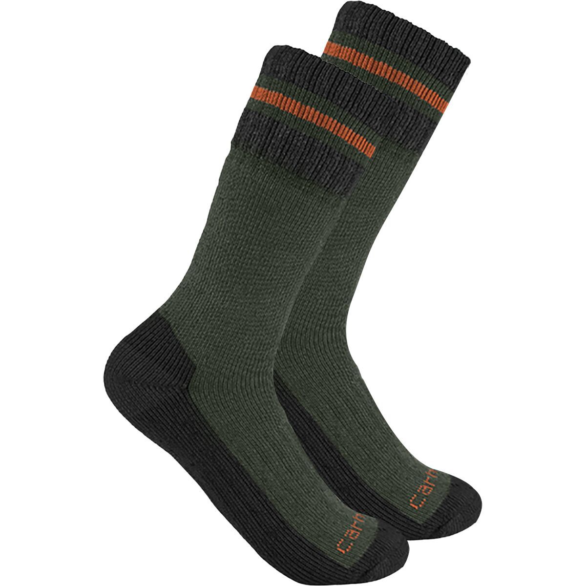 Image of Carhartt Gloves HW Synthetic-Wool Blend Boot Sock - 2-Pack - Men's Burnt Olive, L