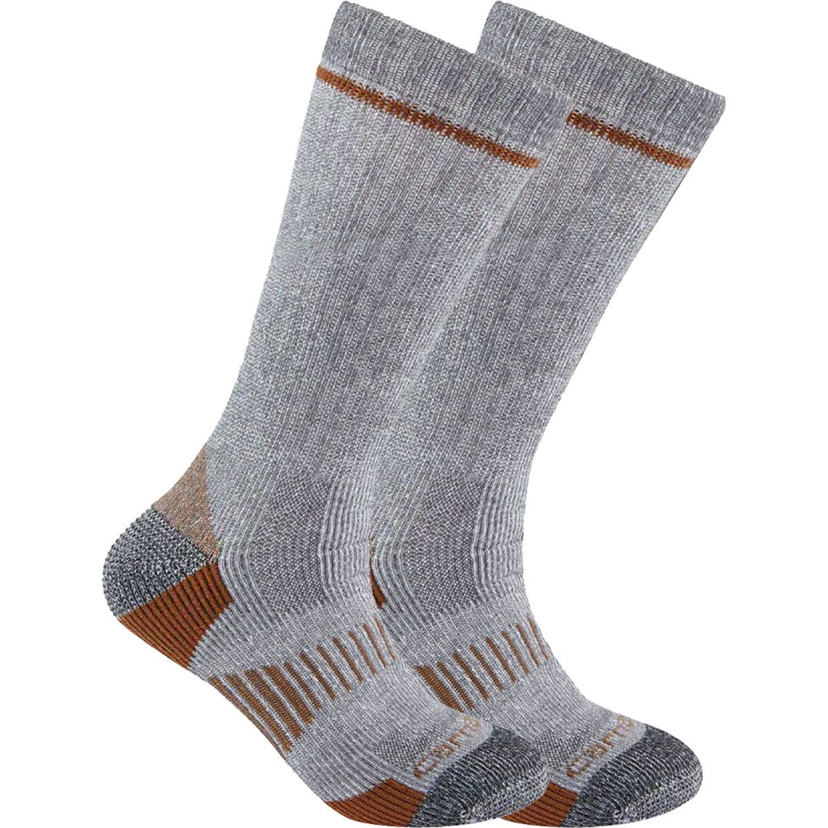 Image of Carhartt Gloves MW Synthetic-Wool Blend Boot Sock - 2-Pack - Men's Grey, XL