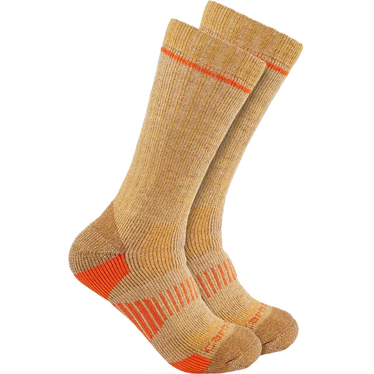 Image of Carhartt Gloves MW Synthetic-Wool Blend Boot Sock - 2-Pack - Men's Khaki, XL