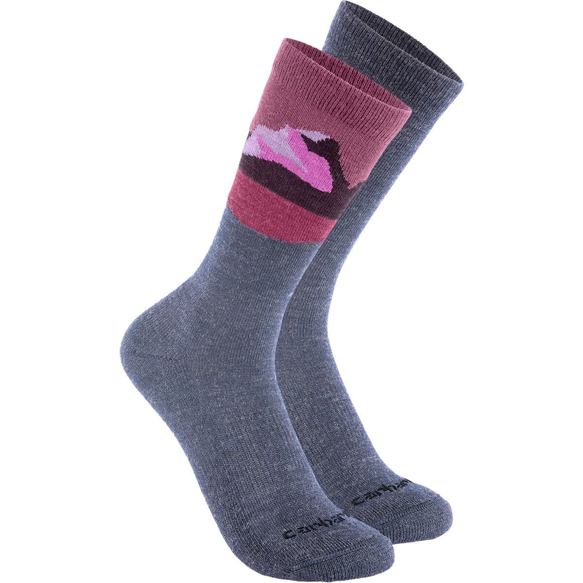 Carhartt Gloves Synthetic-Wool Blend Mountain Crew Sock - 2-Pack - Women's Assorted 1, M