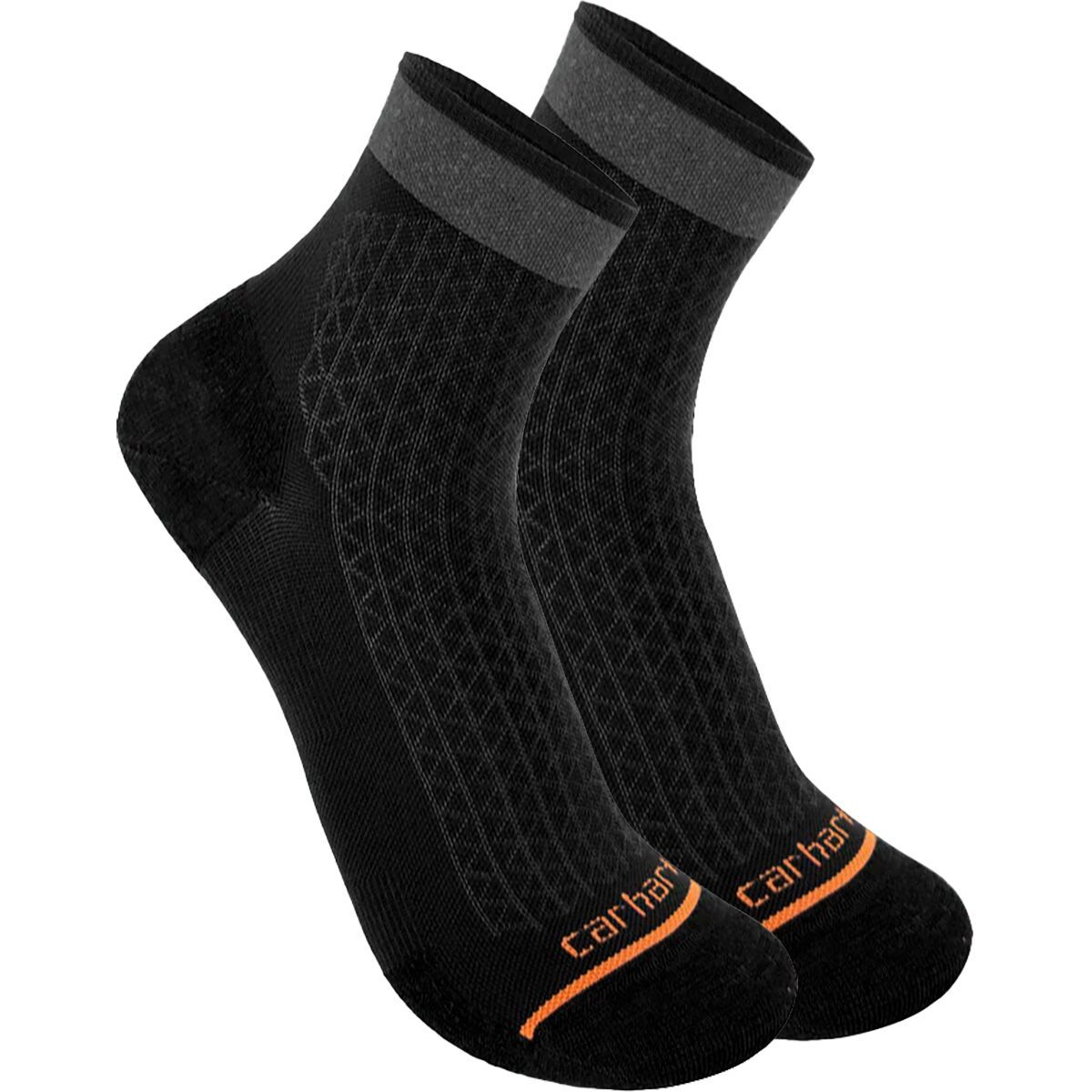 Image of Carhartt Gloves Lightweight Durable Quarter Sock - 2-Pack - Men's Black, L