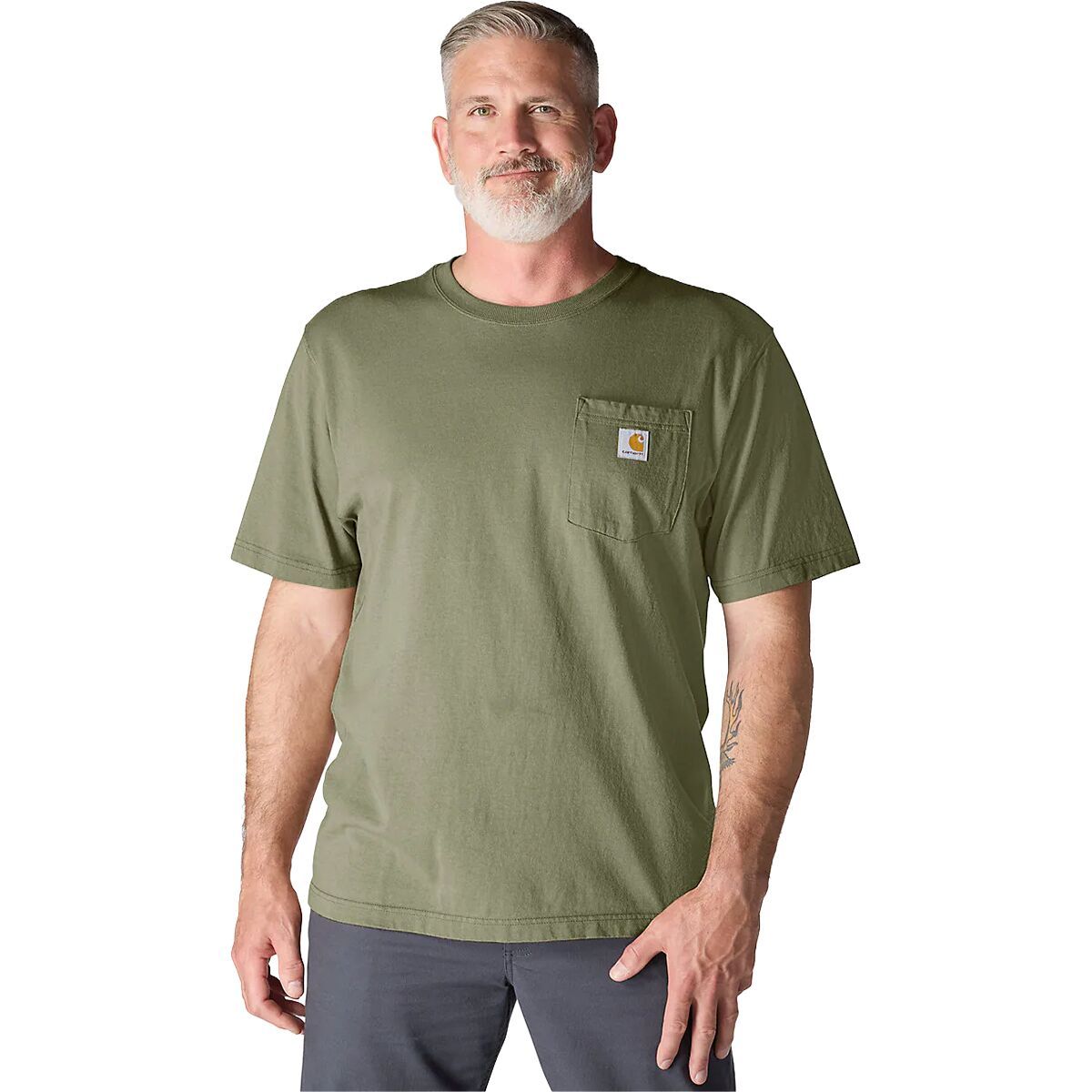 Image of Carhartt Workwear Loose Fit Pocket Short-Sleeve T-Shirt - Men's Dusty Olive, XL