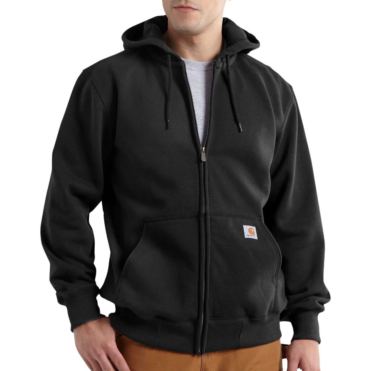 Image of Carhartt Rain Defender Paxton Full-Zip Hooded Sweatshirt - Men's Black, XL