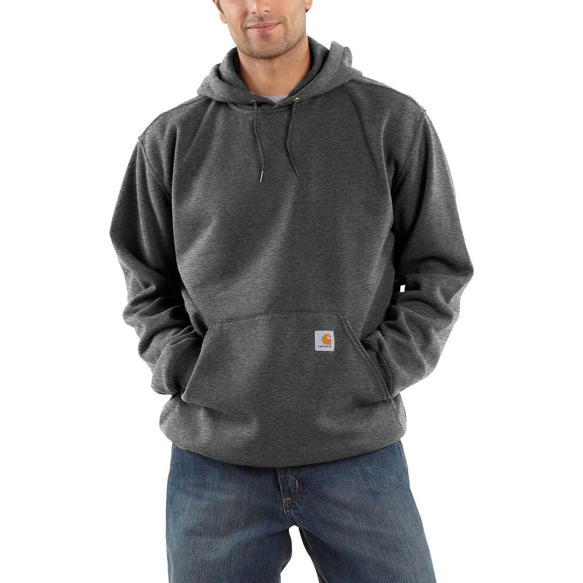 Image of Carhartt Midweight Pullover Hooded Sweatshirt - Men's Carbon Heather, L