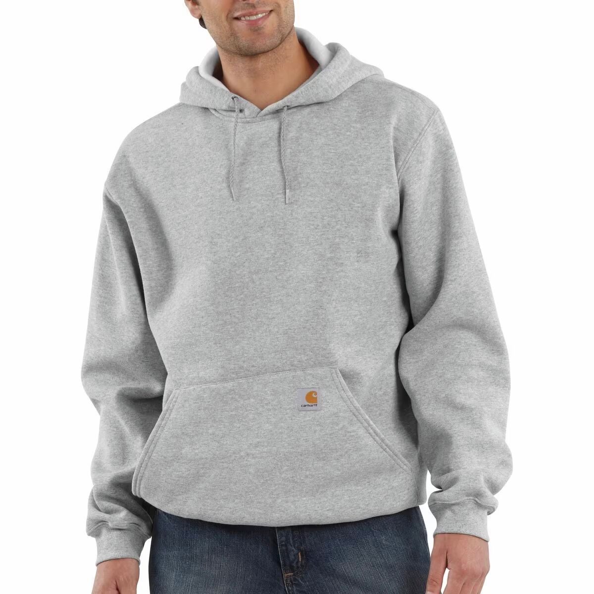 Image of Carhartt Midweight Pullover Hooded Sweatshirt - Men's Heather Gray, M