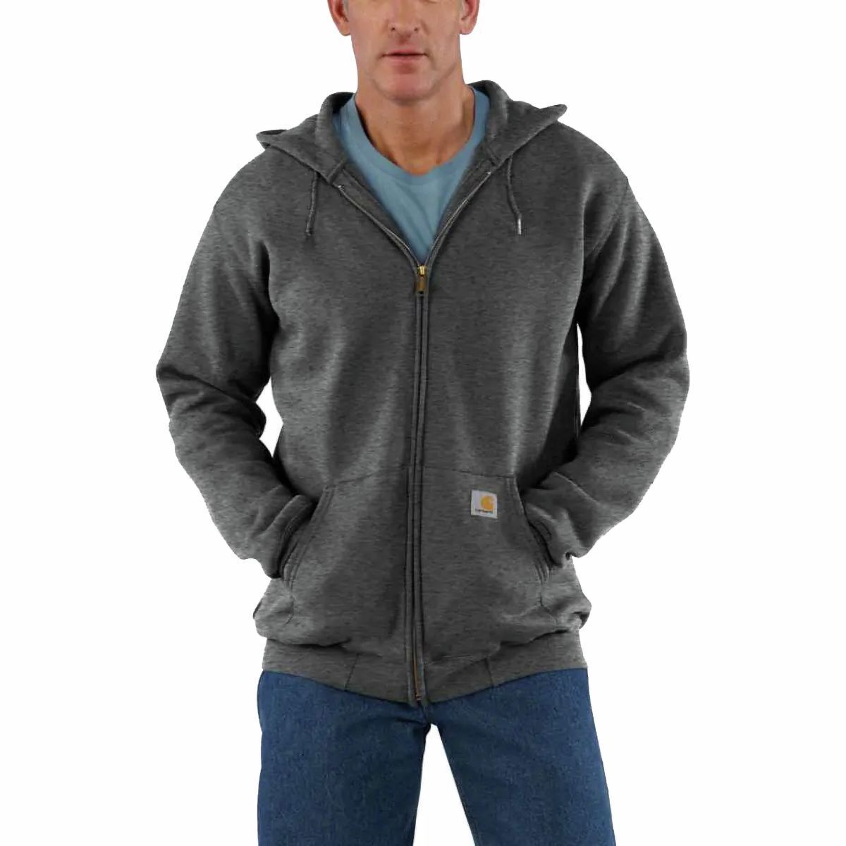 Image of Carhartt Midweight Full-Zip Hooded Sweatshirt - Men's Carbon Heather, L