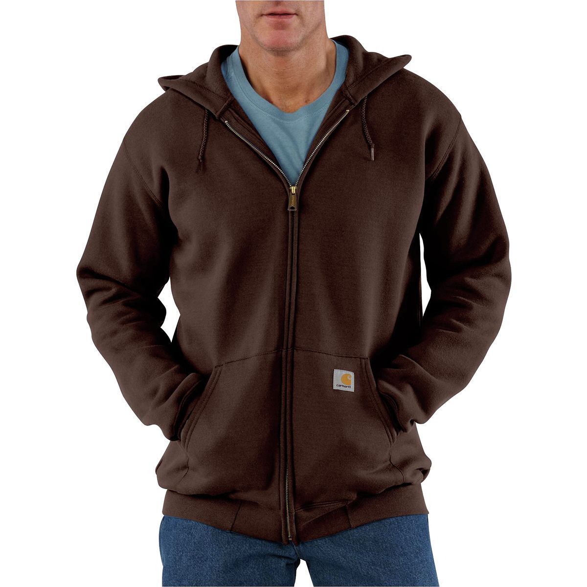 Carhartt Midweight Full-Zip Hooded Sweatshirt - Men's Dark Brown, M