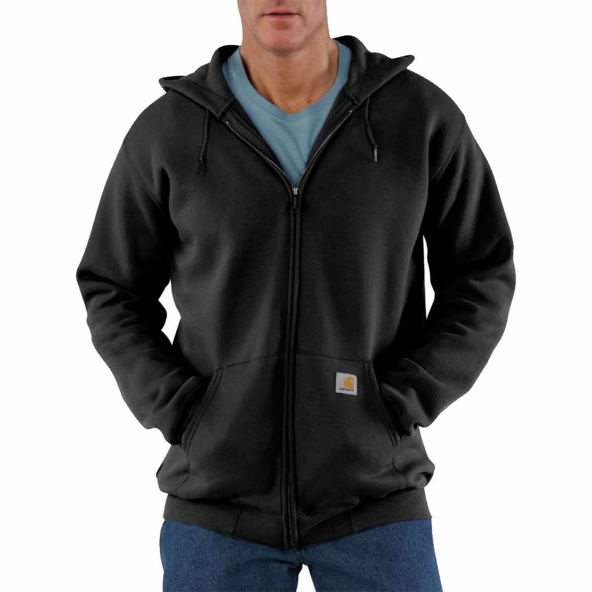 Image of Carhartt Midweight Full-Zip Hooded Sweatshirt - Men's Black, M