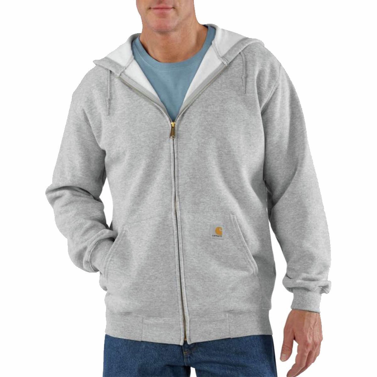 Image of Carhartt Midweight Full-Zip Hooded Sweatshirt - Men's Heather Gray, L