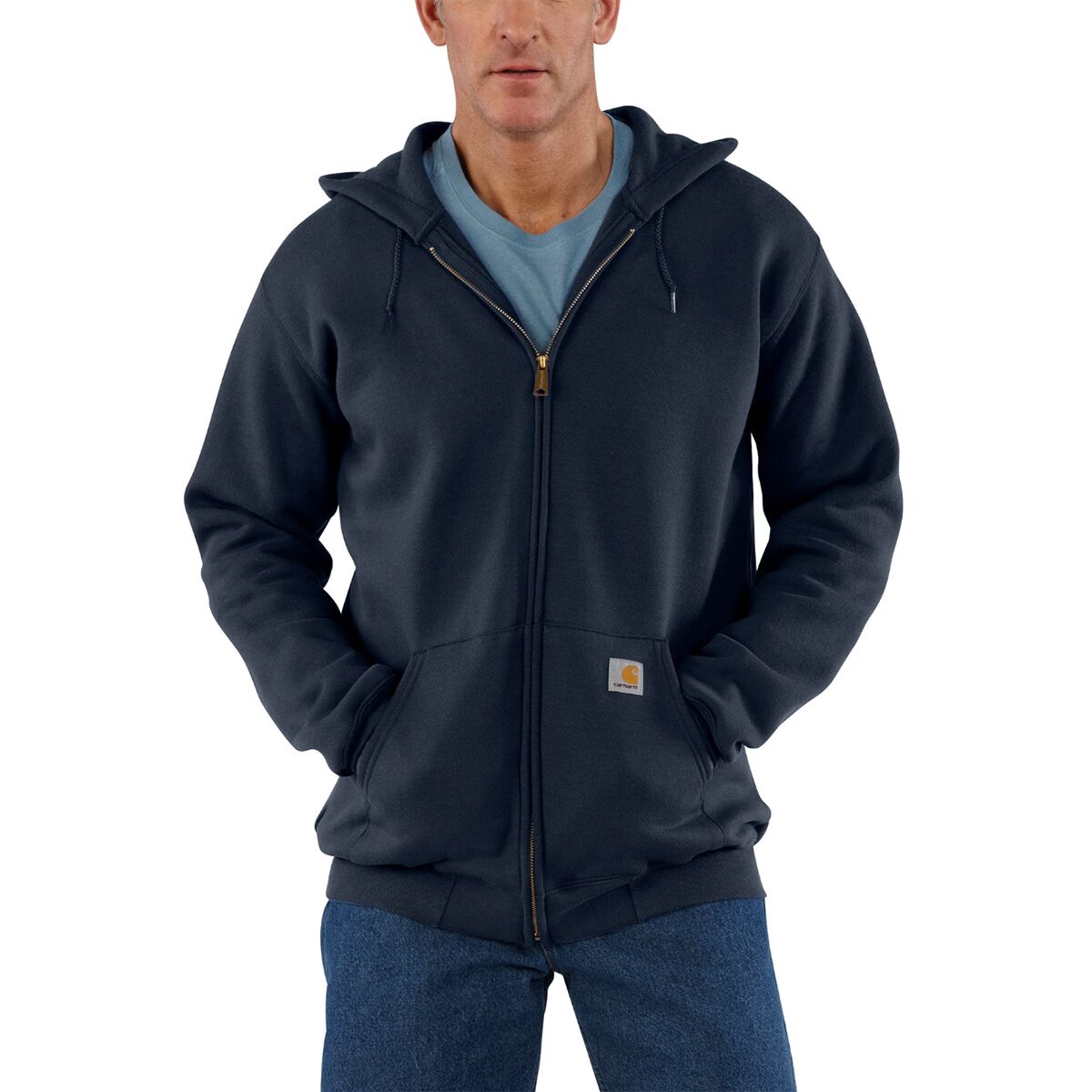 Image of Carhartt Midweight Full-Zip Hooded Sweatshirt - Men's New Navy, XL