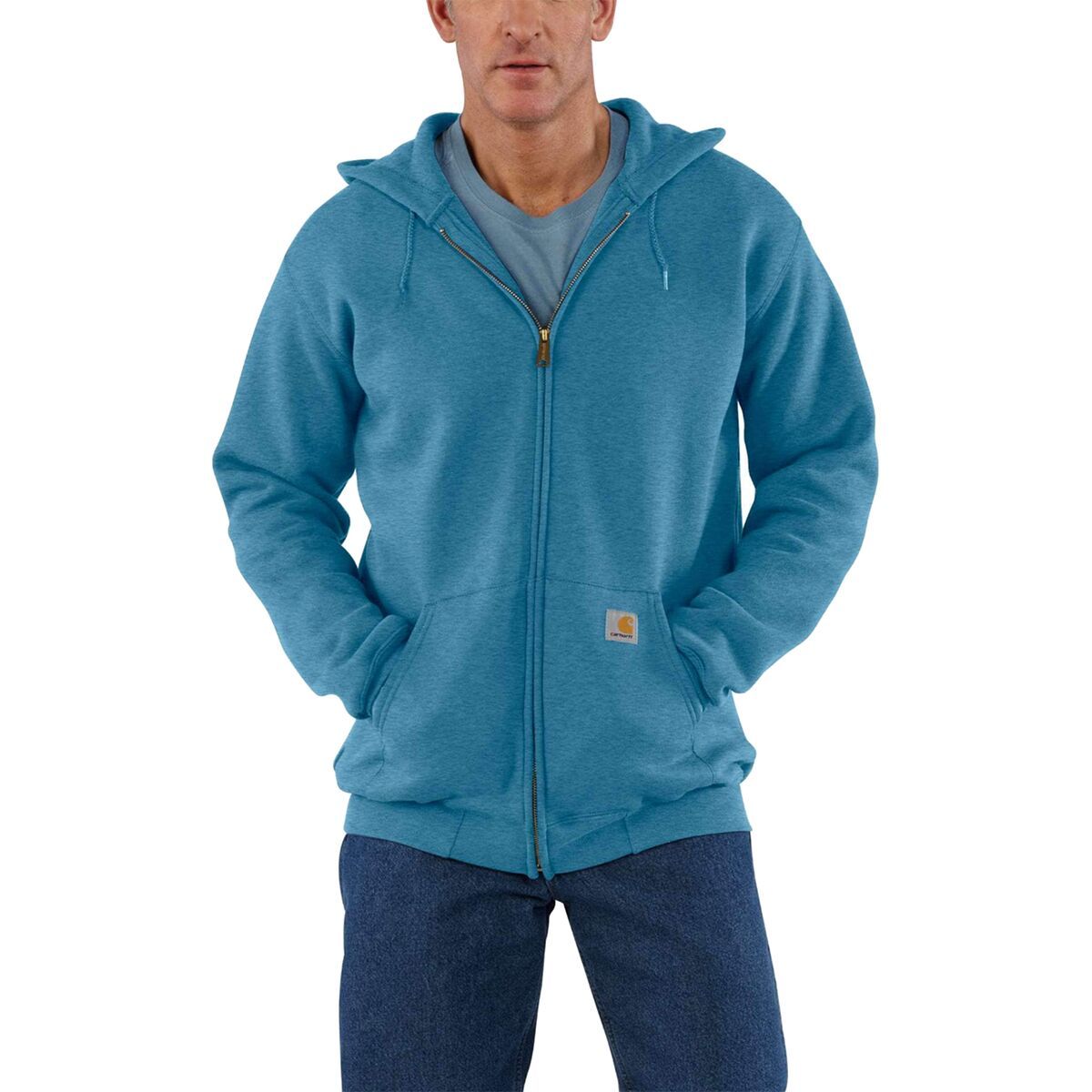Carhartt Midweight Full-Zip Hooded Sweatshirt - Men's Ocean Blue Heather, 4XL