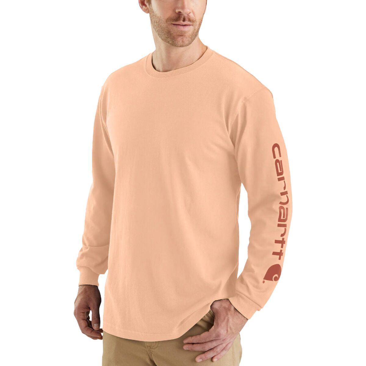 Carhartt Signature Sleeve Logo Long-Sleeve T-Shirt - Men's Pale Apricot, L