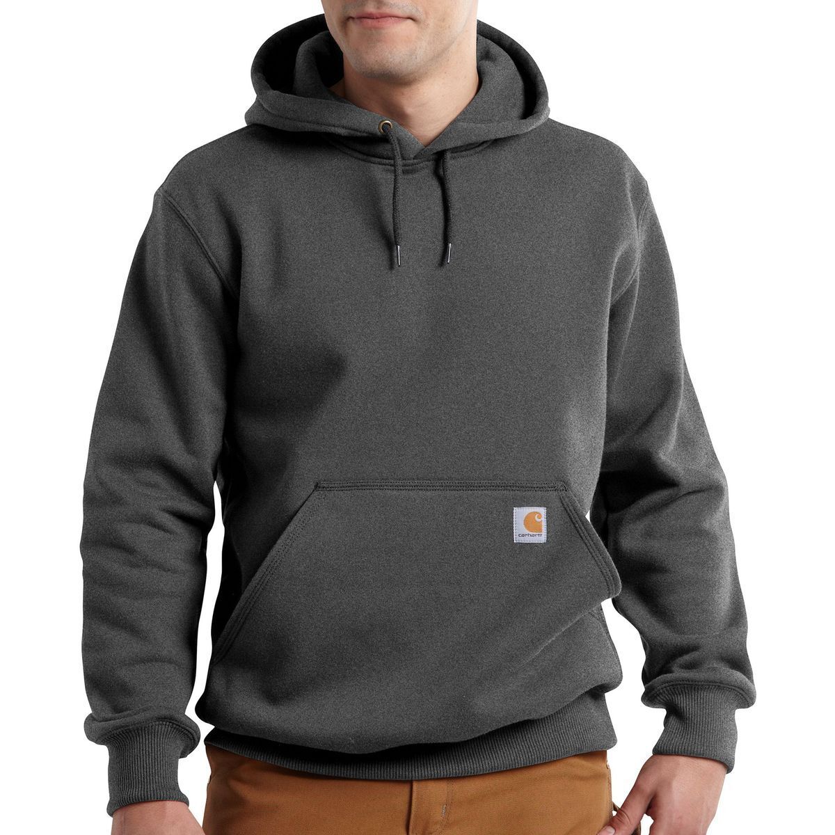 Image of Carhartt Rain Defender Paxton Heavyweight Pullover Hoodie - Men's Carbon Heather, L