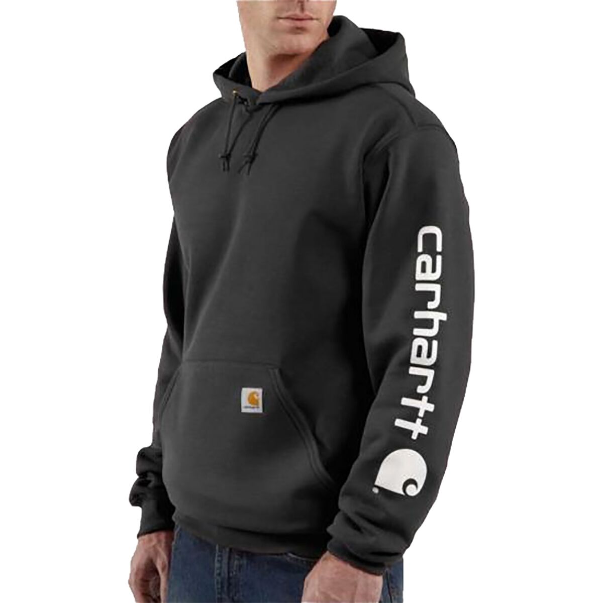Image of Carhartt Midweight Signature Sleeve Hooded Sweatshirt - Men's Black, XL