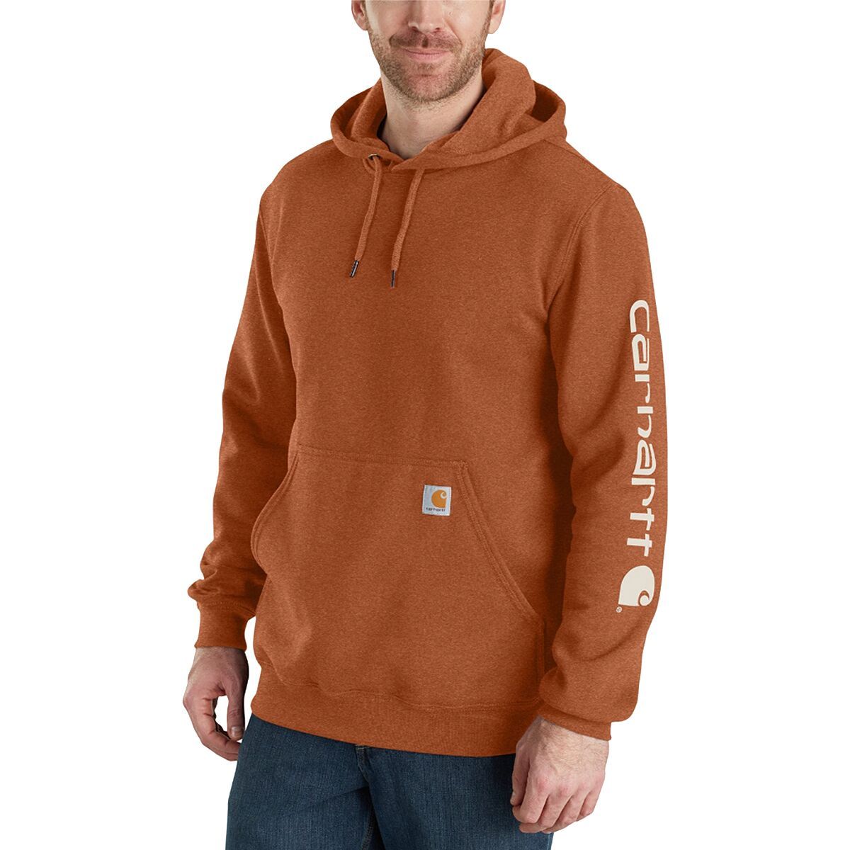 Carhartt Midweight Signature Sleeve Hooded Sweatshirt - Men's Burnt Sienna Heather, S