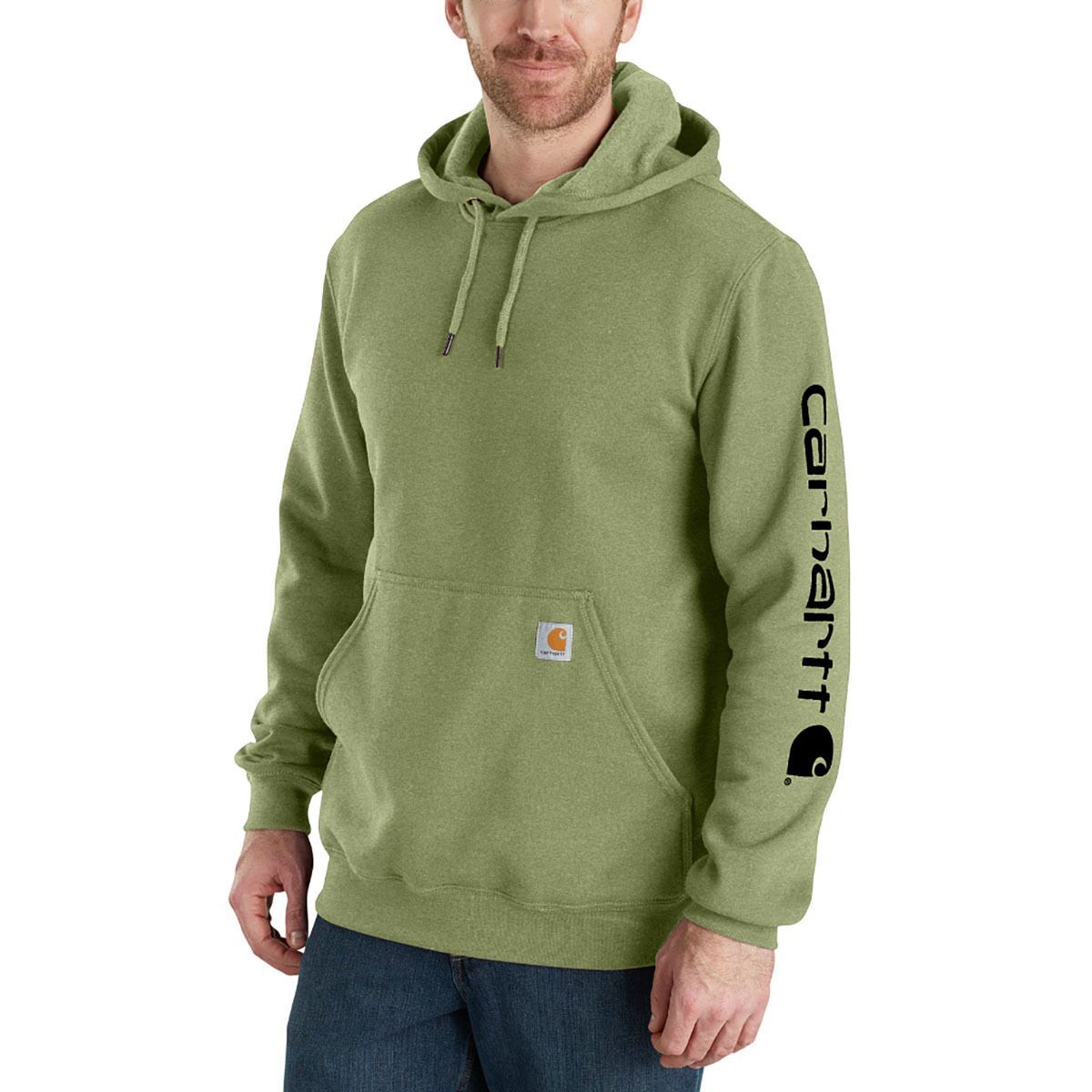 Carhartt Midweight Signature Sleeve Hooded Sweatshirt - Men's Chive Heather, M