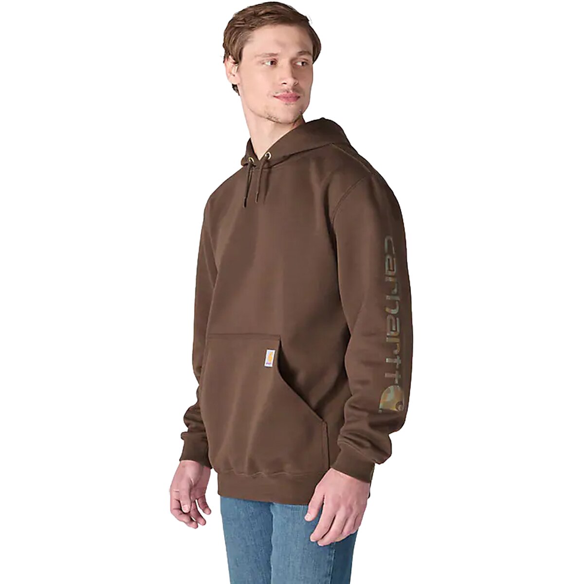 Image of Carhartt Midweight Signature Sleeve Hooded Sweatshirt - Men's Dark Clove, XL
